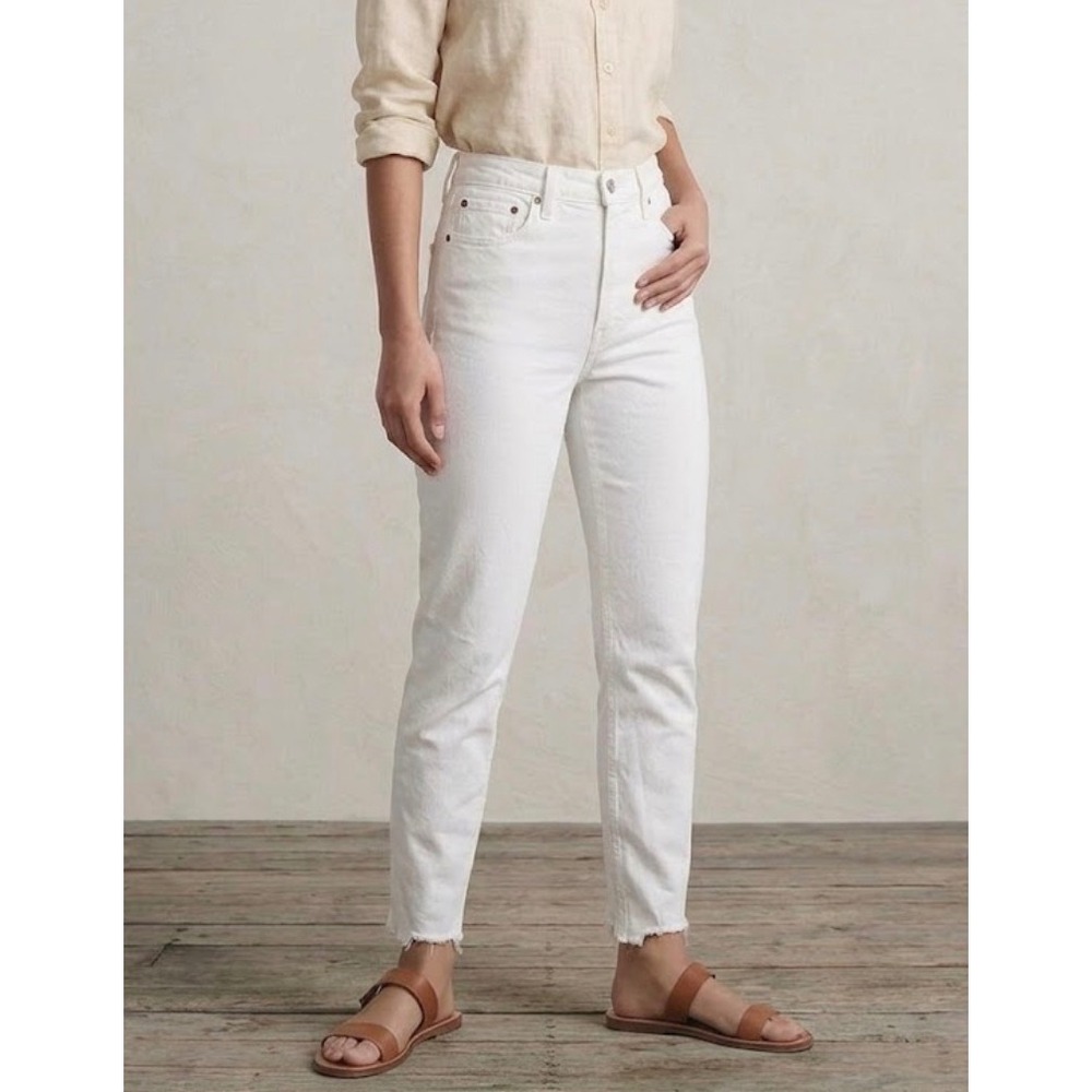 Abercrombie & Fitch The‎ Skinny High Rise White Jeans Raw Hem 30/10S